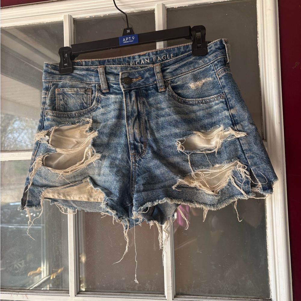 American Eagle Outfitters Light Blue Ripped Jean Shorts